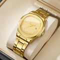 Luxury Men Business Square Dial Watches Stainless Steel Strap Quartz Watch (Without Box）