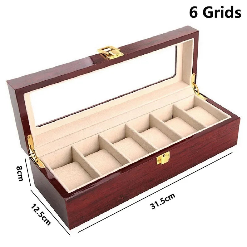 Wooden Watch Box/Watch Storage Case with 1/2/3/5/6/10/12 Slots