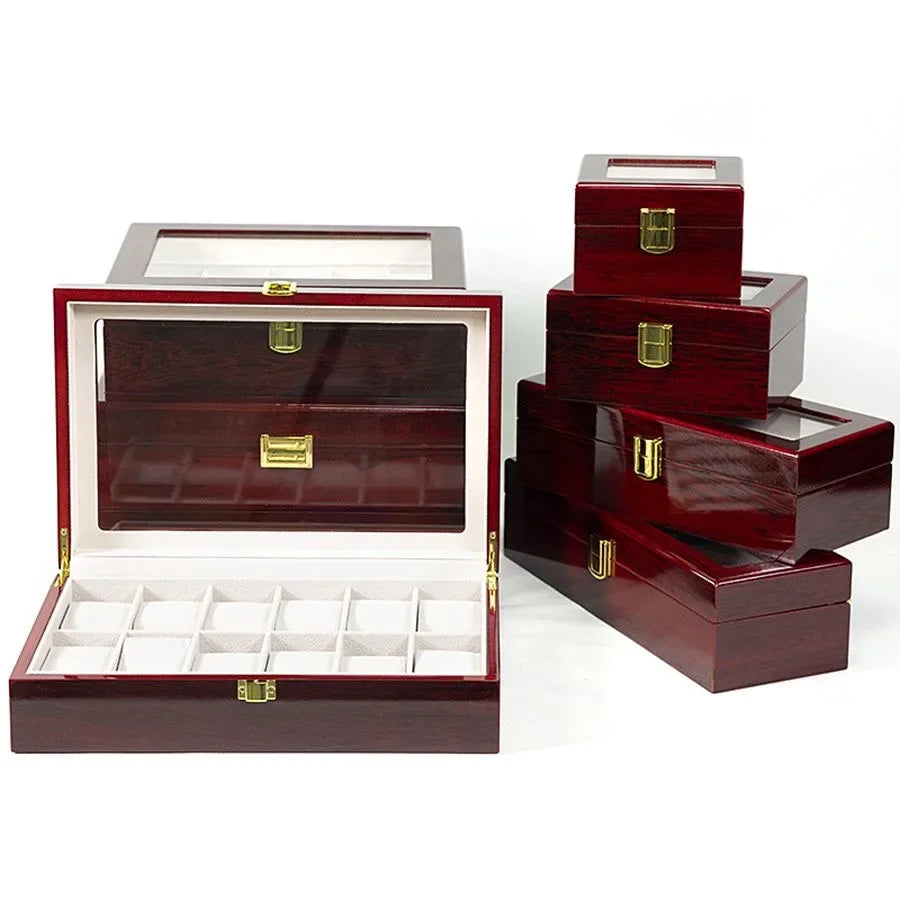 Wooden Watch Box/Watch Storage Case with 1/2/3/5/6/10/12 Slots