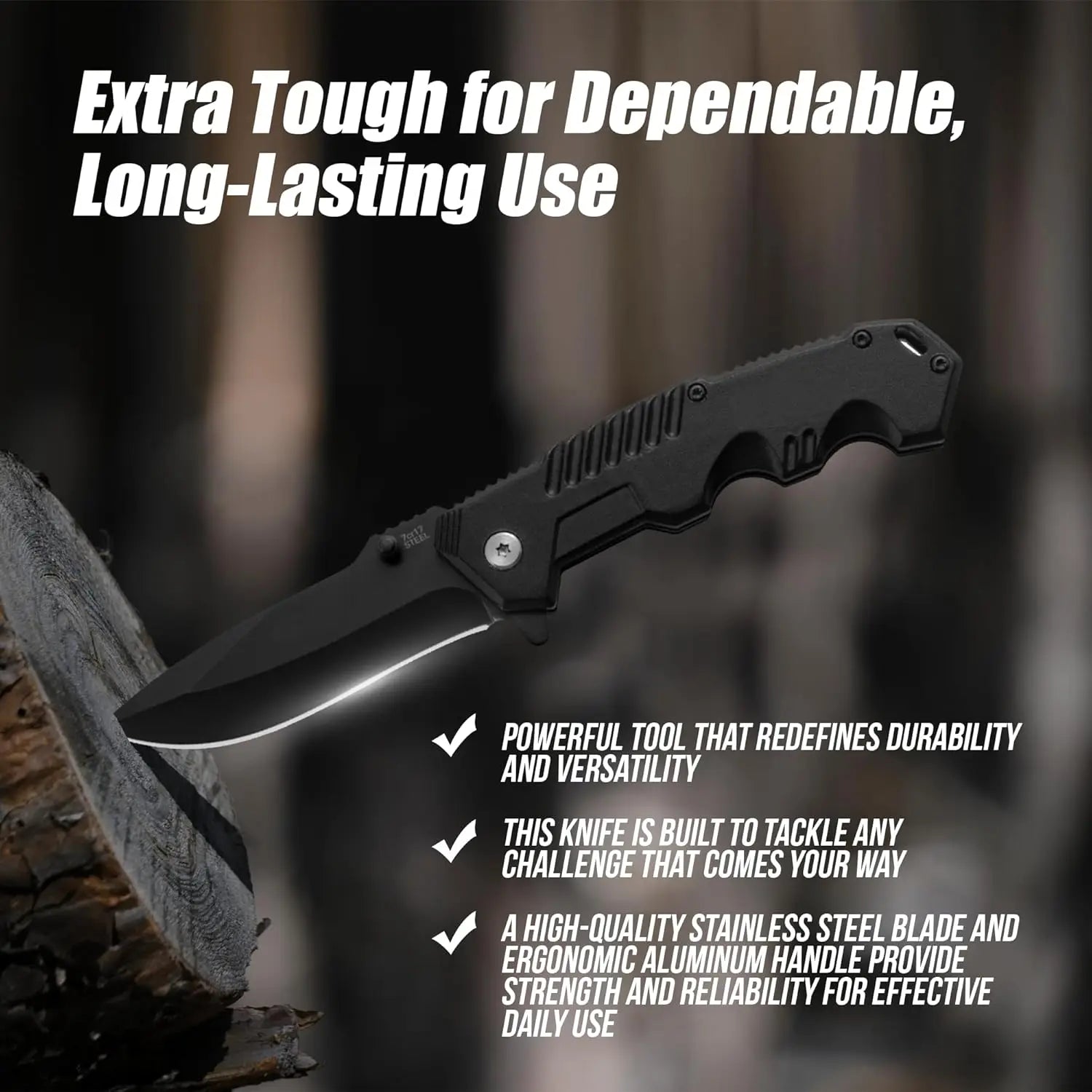 Men's Folding pocket knife, with pocket clip, stainless steel blade, for men and women