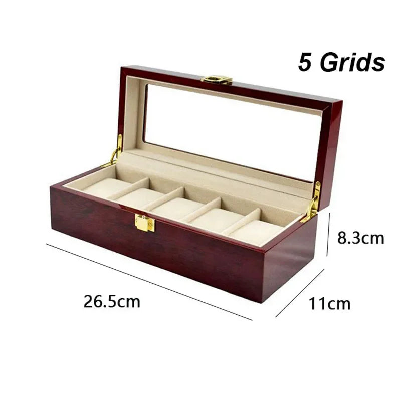 Wooden Watch Box/Watch Storage Case with 1/2/3/5/6/10/12 Slots