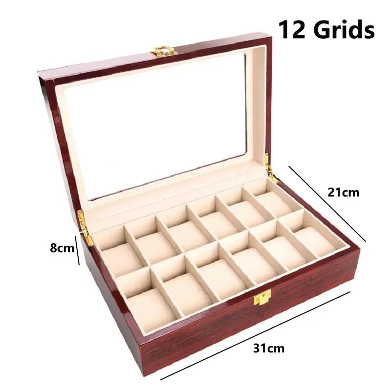 Wooden Watch Box/Watch Storage Case with 1/2/3/5/6/10/12 Slots