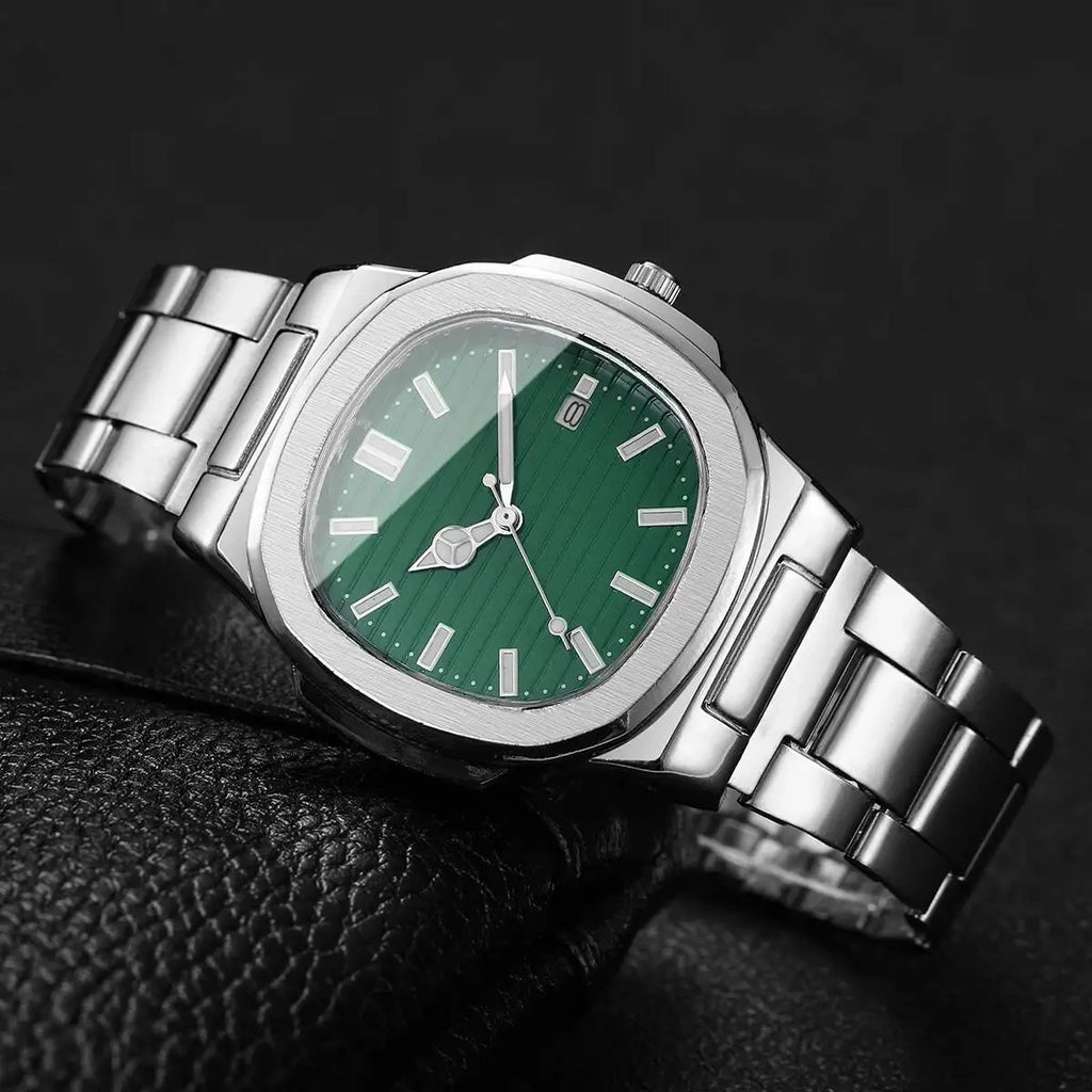 Luxury Men Business Square Dial Watches Stainless Steel Strap Quartz Watch (Without Box）