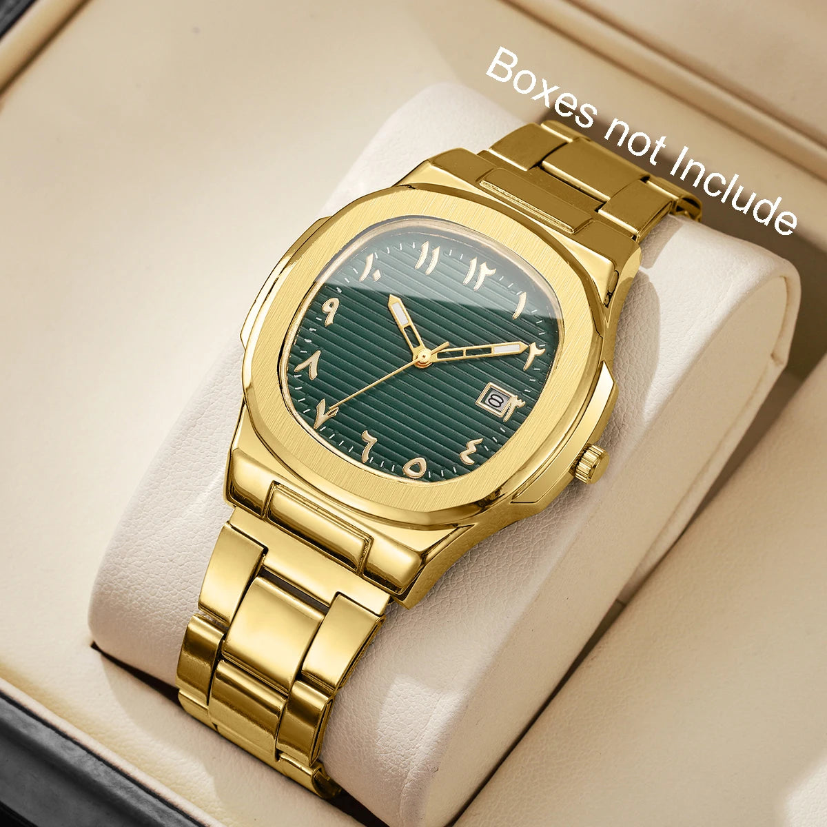 Luxury Men Business Square Dial Watches Stainless Steel Strap Quartz Watch (Without Box）