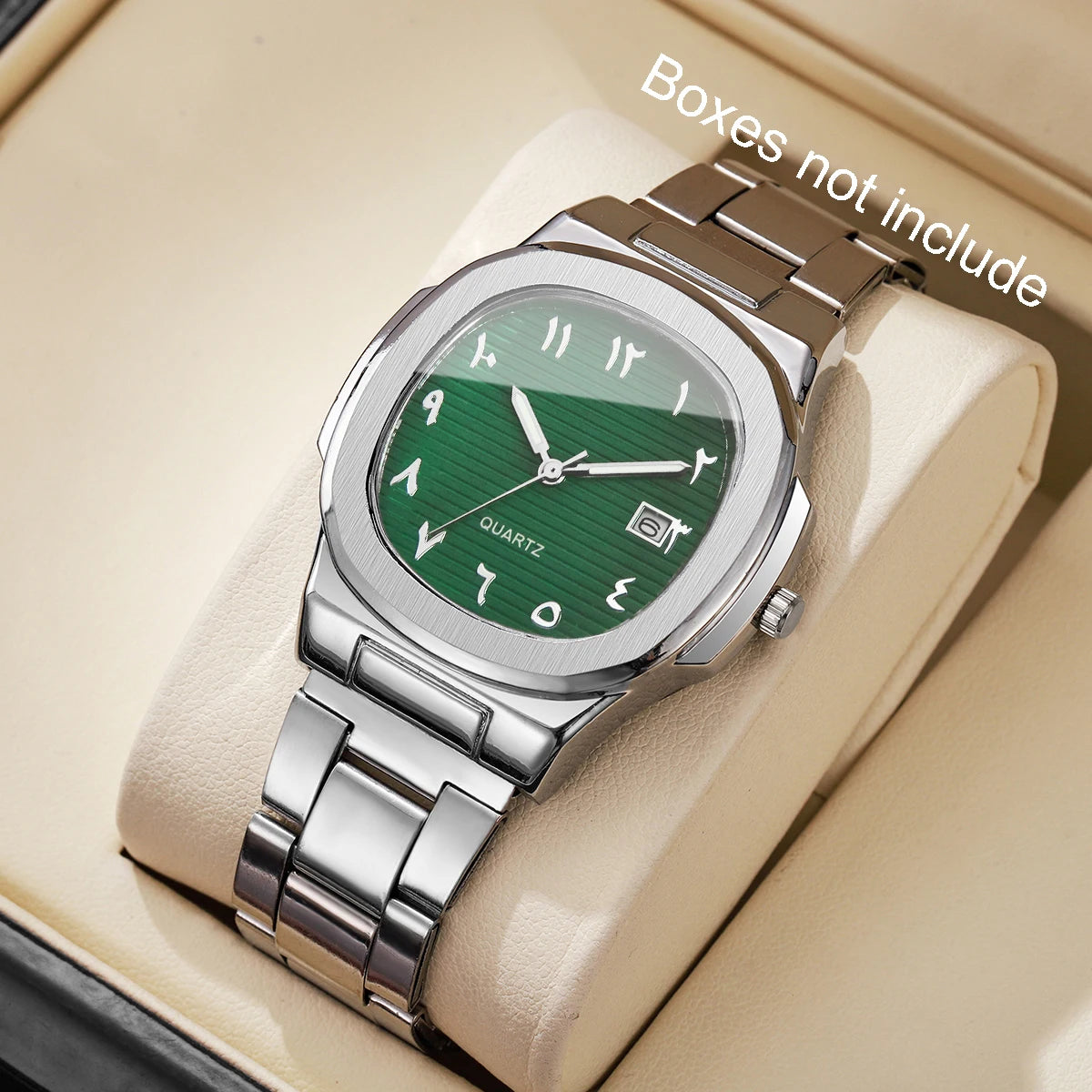 Luxury Men Business Square Dial Watches Stainless Steel Strap Quartz Watch (Without Box）