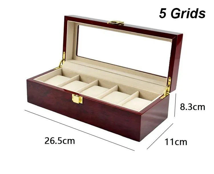 Wooden Watch Box/Watch Storage Case with 1/2/3/5/6/10/12 Slots