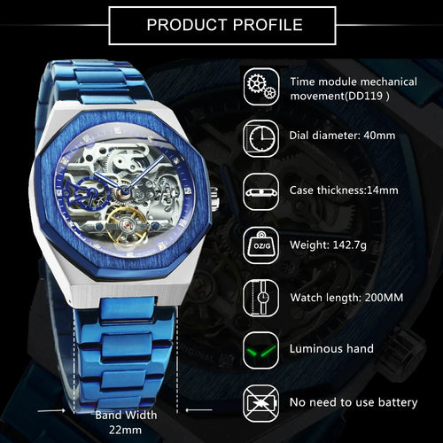 Forsining Skeleton Automatic Mechanical Watch for Men